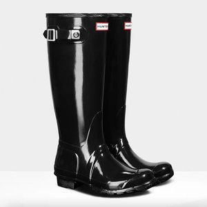 Hunter Original Tall Gloss Rain Boots: Black